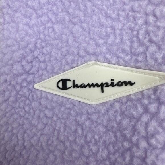 Champion Womens Fleece‎ Jacket Lilac Sherpa Plush Large Zip Front Logo $70 - Picture 3 of 14
